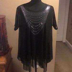 Flowy Silver Studded Short Sleeve Top/NWT
